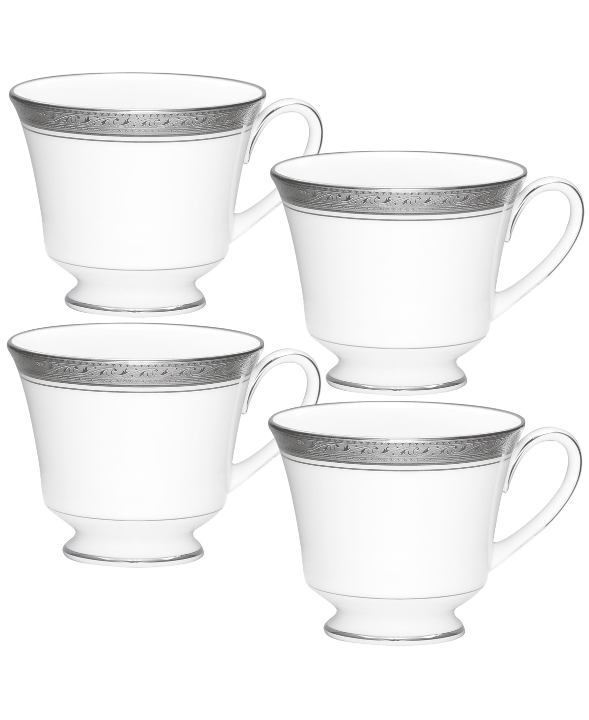 Noritake Crestwood Platinum Set Of 4 Cups, Service For 4 In White