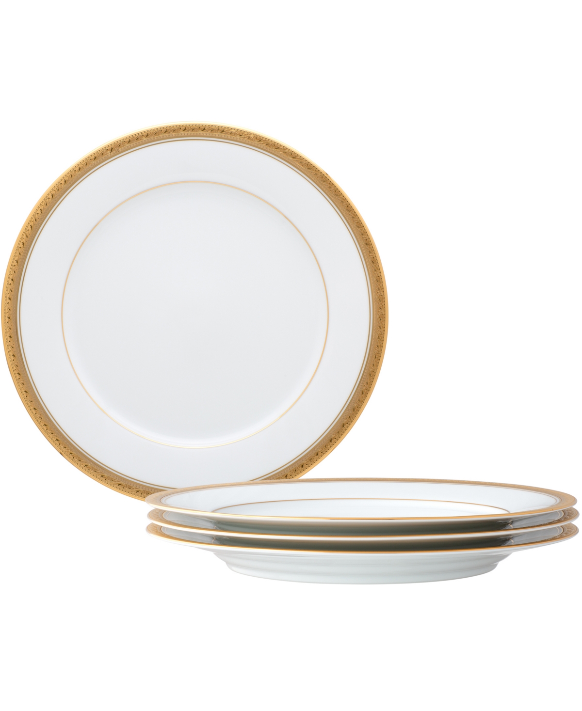 Noritake Crestwood Gold Set Of 4 Dinner Plates, Service For 4 In White