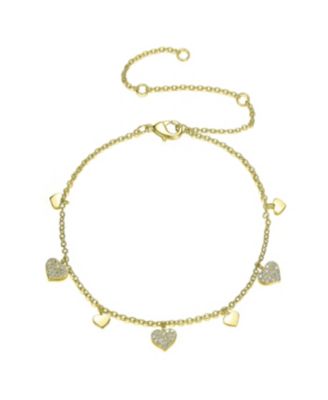 Cubic Zirconia Kids Heart Charm Bracelet