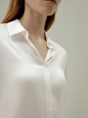 Women's Classic Pearl Button Silk Shirt