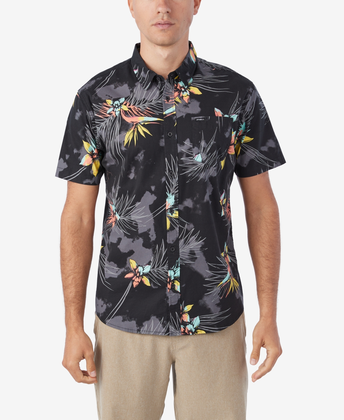 O'NEILL MEN'S QUIVER STRETCH SHORT SLEEVE STANDARD WOVEN SHIRT
