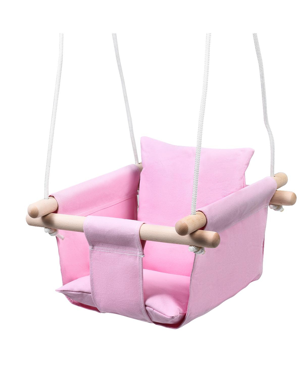 Costway Baby Canvas Hanging Swing Cotton Hammock Toy In Baby Pink Canvas Hanging