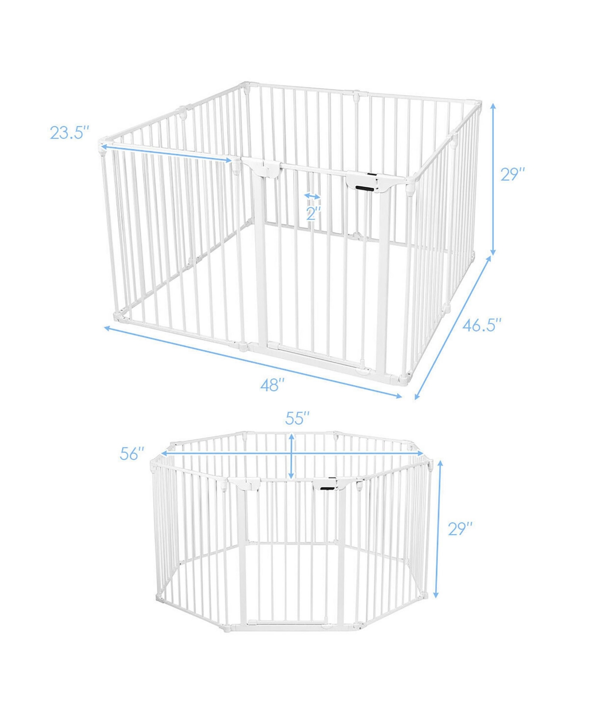 8 Panel Baby Safe Metal Gate Play Yard - 8 Panel White Baby Safe Me