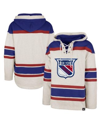 Men's Oatmeal New York Rangers Rockaway Lace-Up Pullover Hoodie