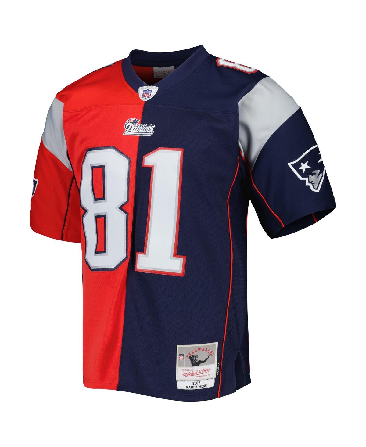 Men's Mitchell & Ness Randy Moss Red New England Patriots 2007 Split Legacy Replica Jersey - Red