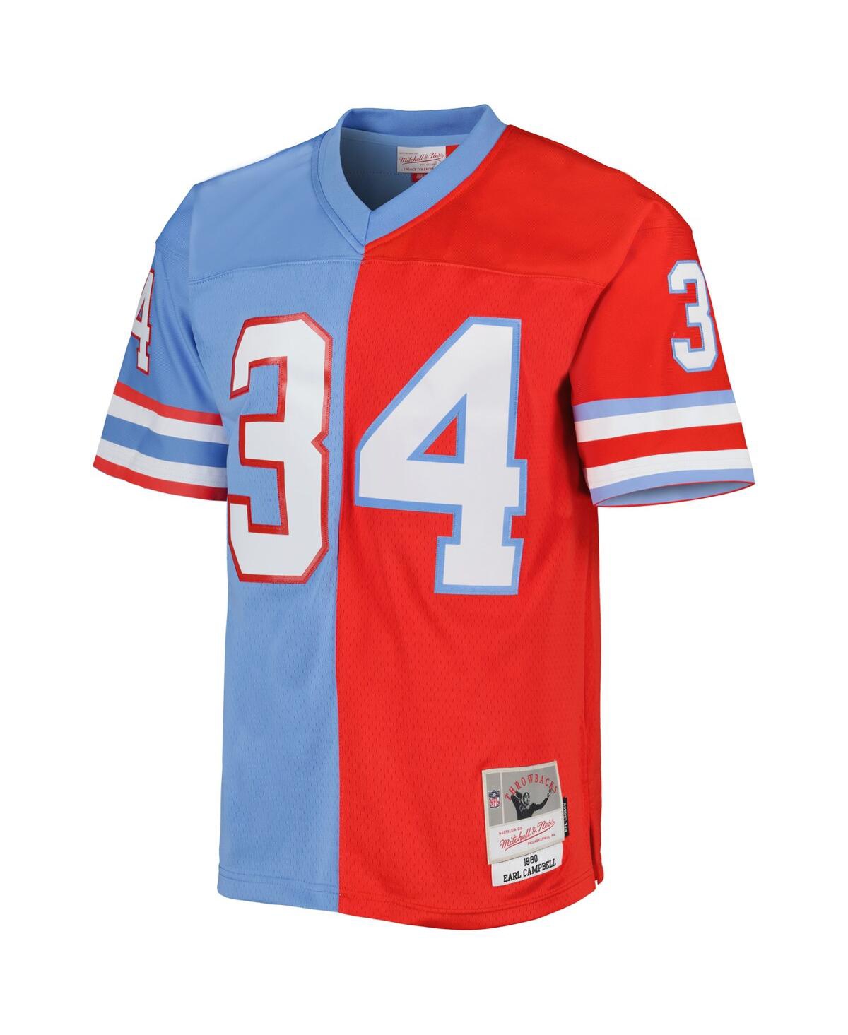 Men's Mitchell & Ness Earl Campbell Light Blue Houston Oilers Gridiron Classics 1980 Split Legacy Replica Jersey - Light Blue