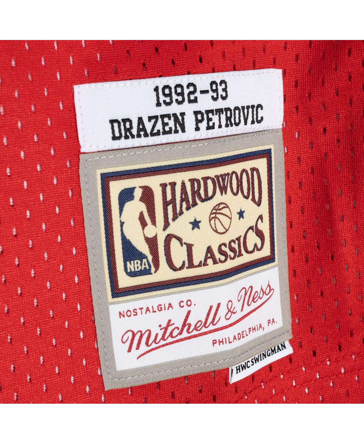 Men's Mitchell & Ness Drazen Petrovic Red New Jersey Nets Hardwood Classics 1992-93 Split Swingman Jersey - Red