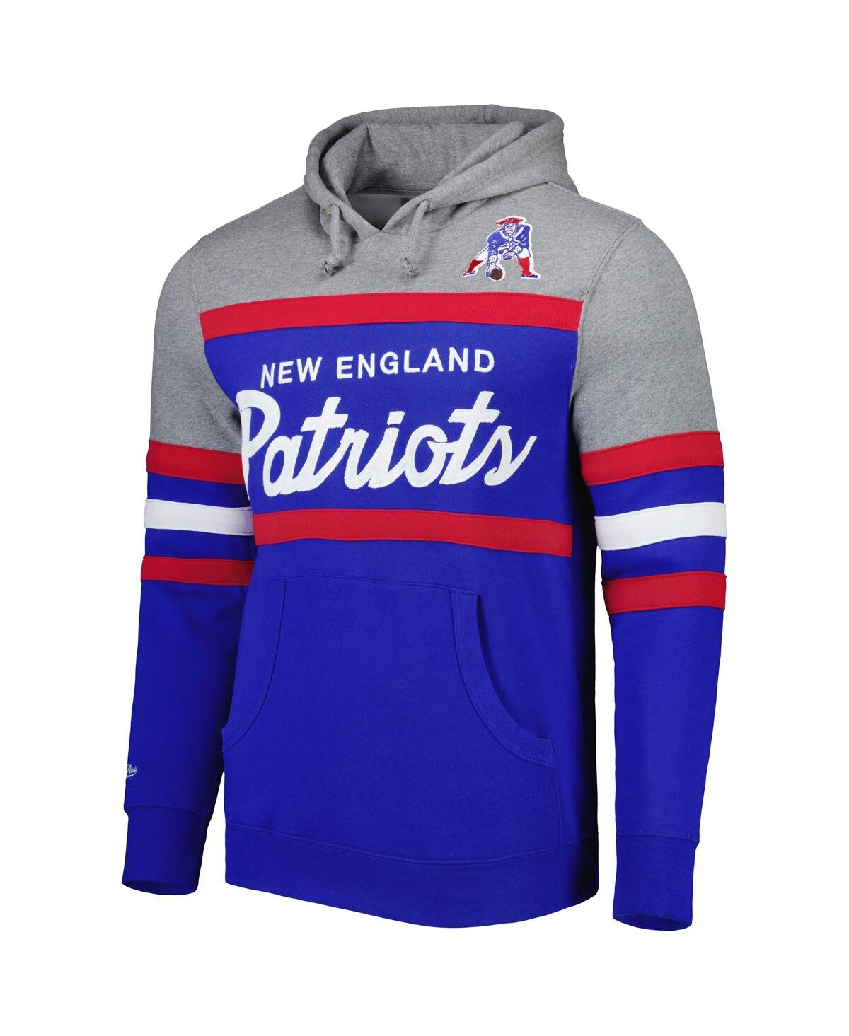 Men's Mitchell & Ness Heathered Gray New England Patriots Head Coach Pullover Hoodie - Heathered Gray
