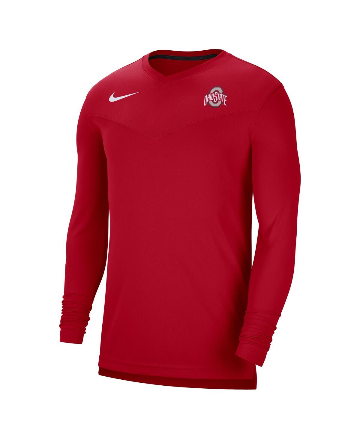 Men's NikeOhio State Buckeyes 2022 Coach Performance Long Sleeve V-Neck T-shirt - Scarlet