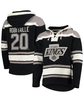 Men's Luc Robitaille Black Los Angeles Kings Retired Player Name and Number Lacer Pullover Hoodie