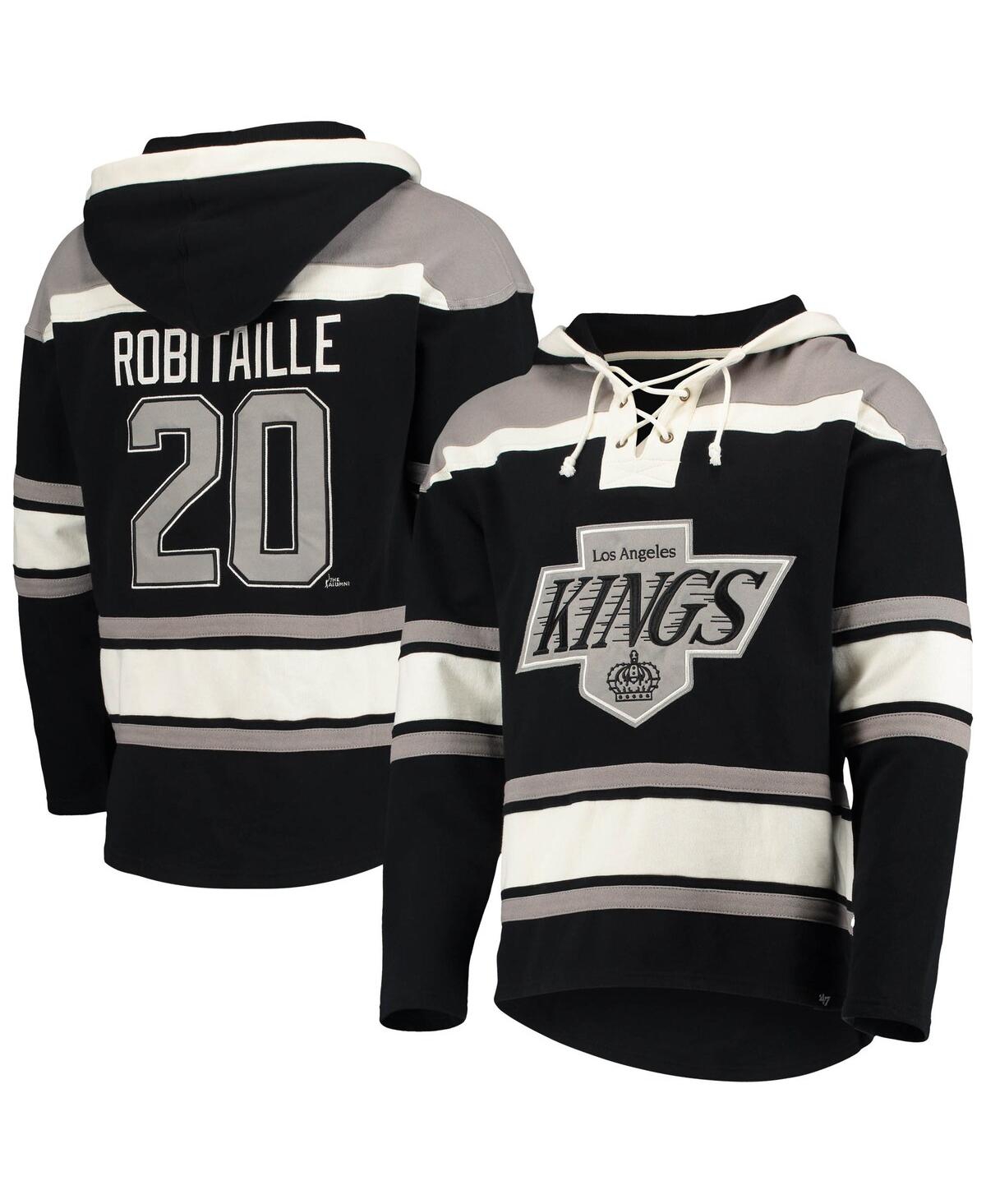 Men's '47 Brand Luc RobitailleLos Angeles Kings Retired Player Name and Number Lacer Pullover Hoodie - Black