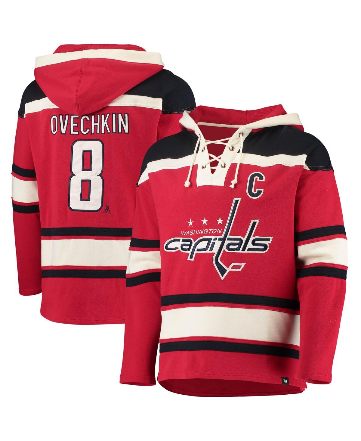 Men's '47 Brand Alexander OvechkWashington Capitals Player Name and Number Lacer Pullover Hoodie - Red
