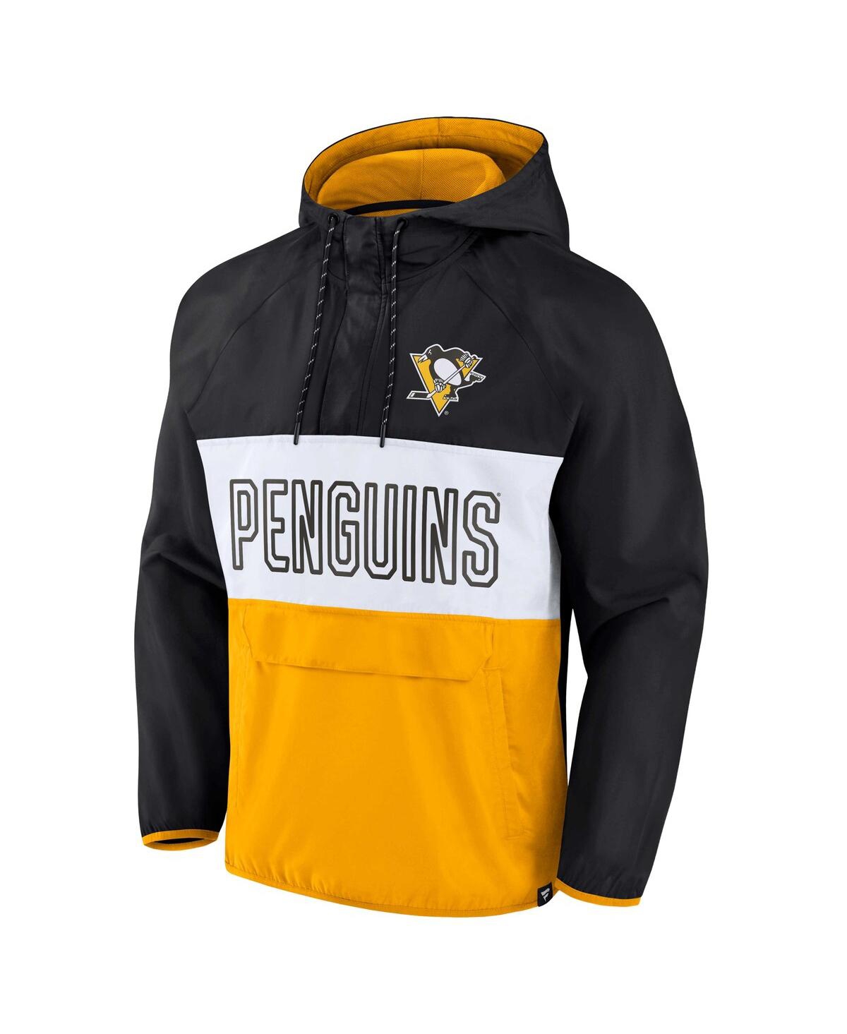 Men's Fanatics Gold Pittsburgh Penguins Backhand Shooter Defender Anorak Raglan Hoodie Quarter-Zip Jacket - Gold