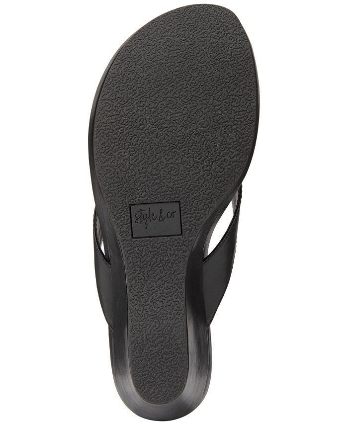 Style & Co Chicklet Wedge Thong Sandals, Created for Macy's & Reviews ...