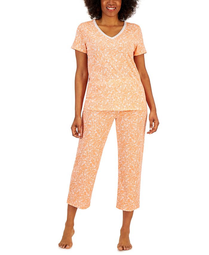 Charter Club Women's Cotton Lace-Trim Essentials Capri Pajama Set