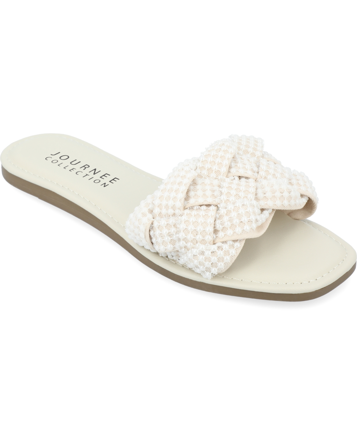 Journee Collection Railley Embellished Slide Sandal In Ivory