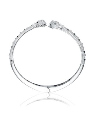 Cubic Zirconia White Gold Plated Fauna Bangle Bracelet