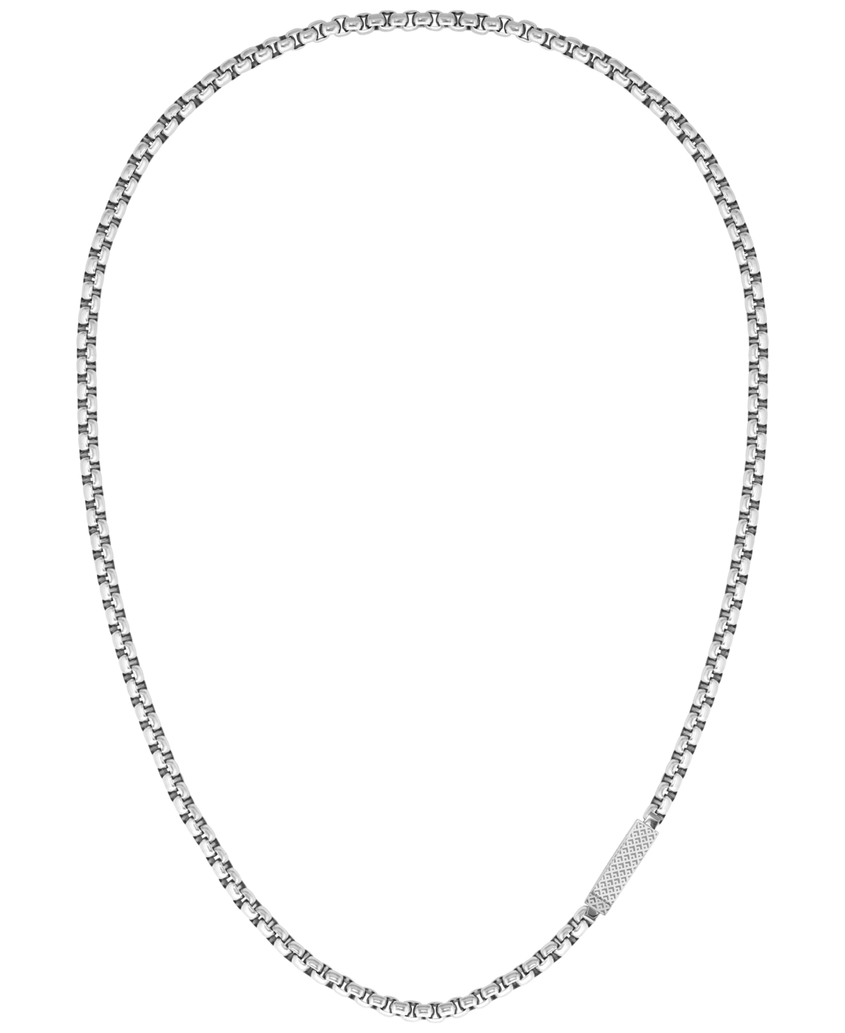 Lacoste Men's Stainless Steel Box Chain Necklace In Silver