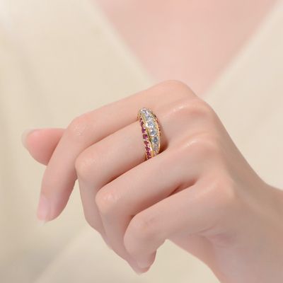 Radiant 14K Gold Plated Three-Trail Cubic Zirconia Cocktail Ring