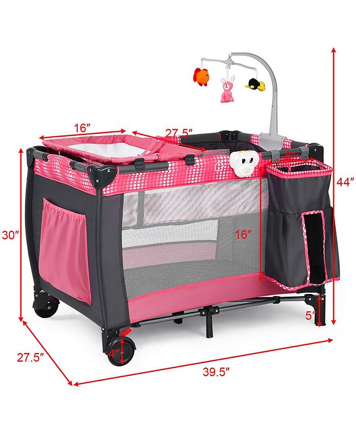 Costway Foldable Travel Baby Playpen Crib Infant Bed Macy's