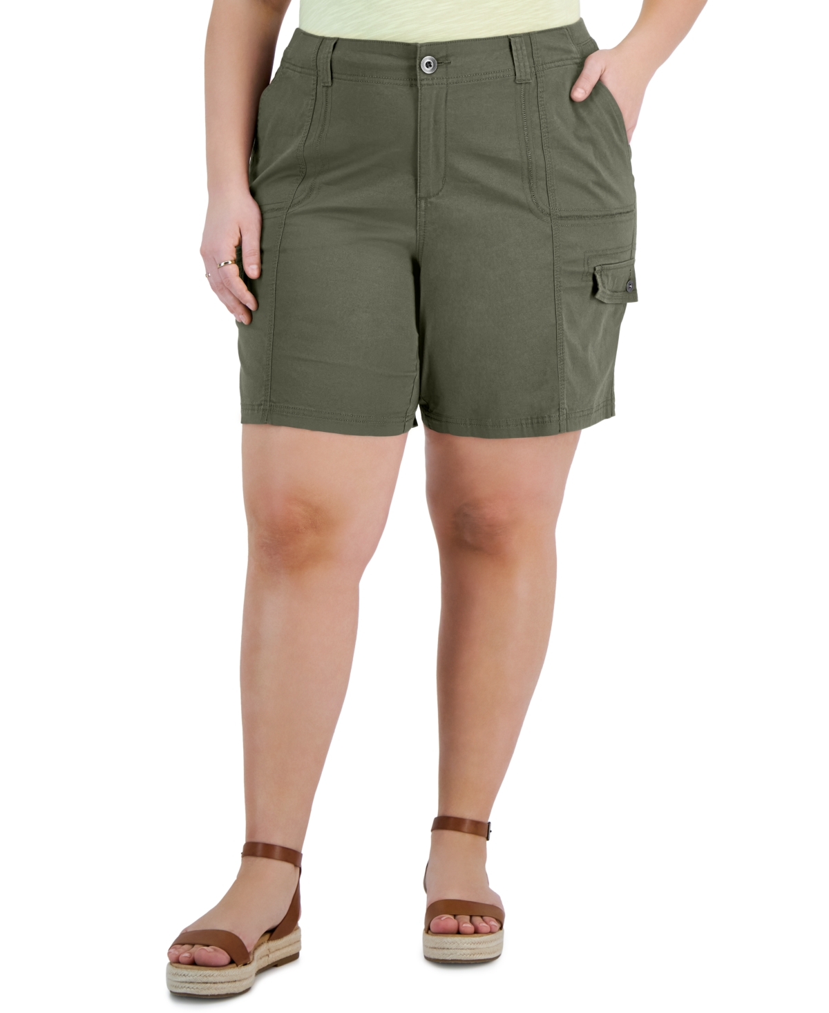STYLE & CO PLUS SIZE COMFORT-WAIST CARGO SHORTS, CREATED FOR MACY'S 