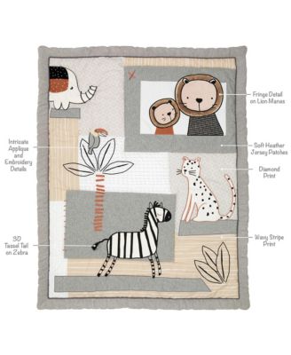 Baby Patchwork Jungle Animals 4-Piece Nursery Crib Bedding Set