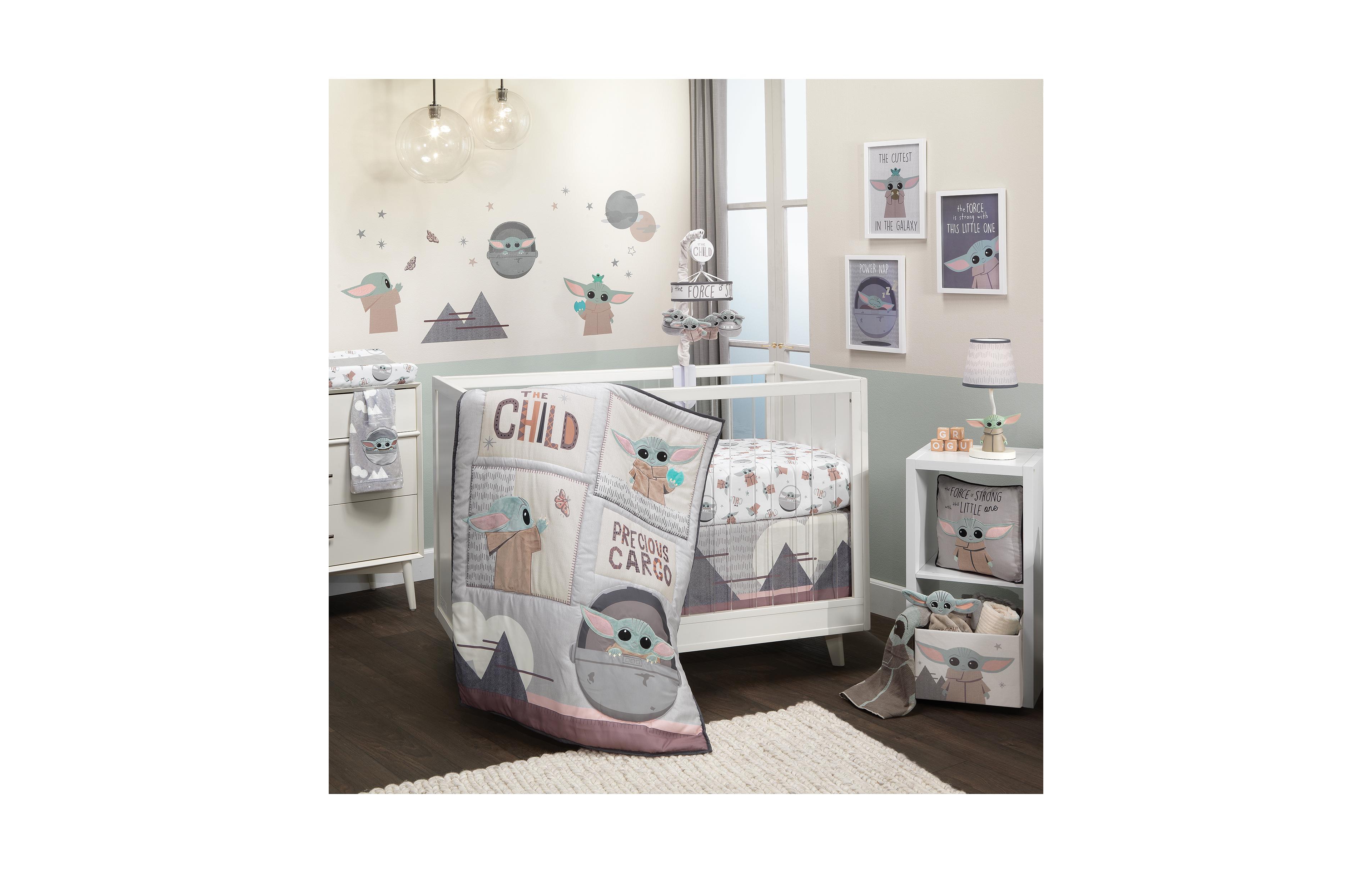 Lambs & Ivy Star Wars The Child Baby Yoda Nursery 3-Piece Baby Crib Bedding Set