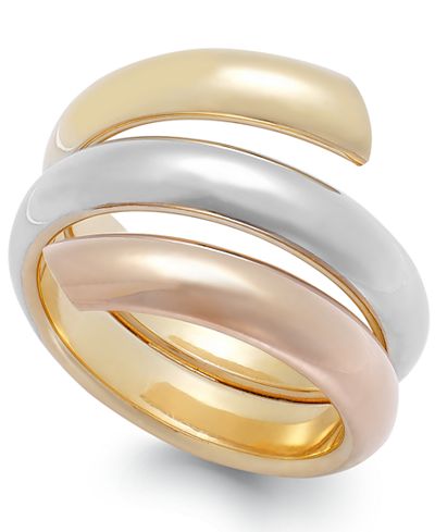 Italian Gold Tri-Tone Bypass Ring in 14k Gold - Rings - Jewelry & Watches - Macy's