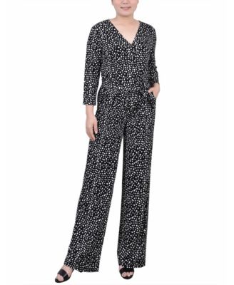 Women's 3/4 Sleeve Belted Jumpsuit