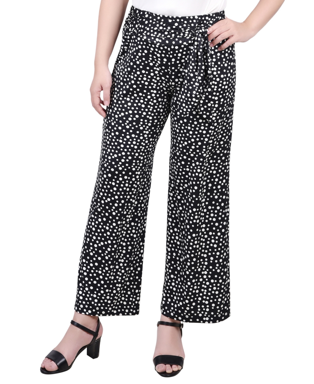 NY COLLECTION WOMEN'S CROPPED PULL ON WITH SASH PANTS