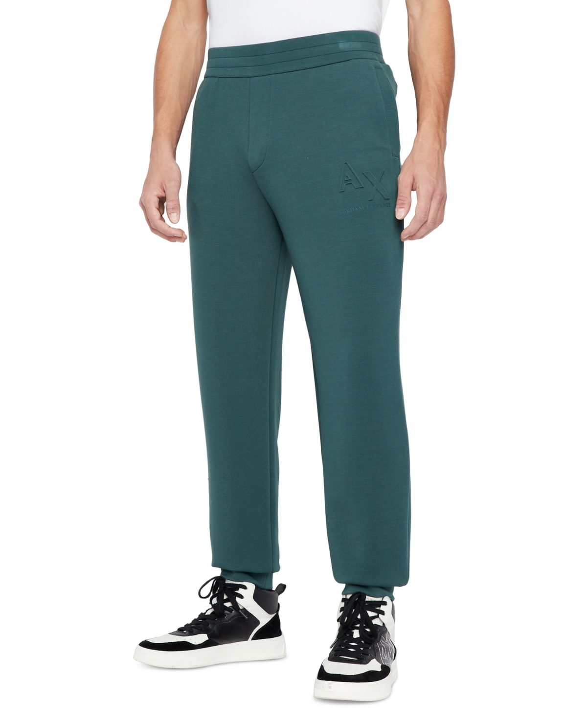 Ax Armani Exchange A X Armani Exchange Men's Elastic-waist Embossed Logo Jogger Pants In Green Gables