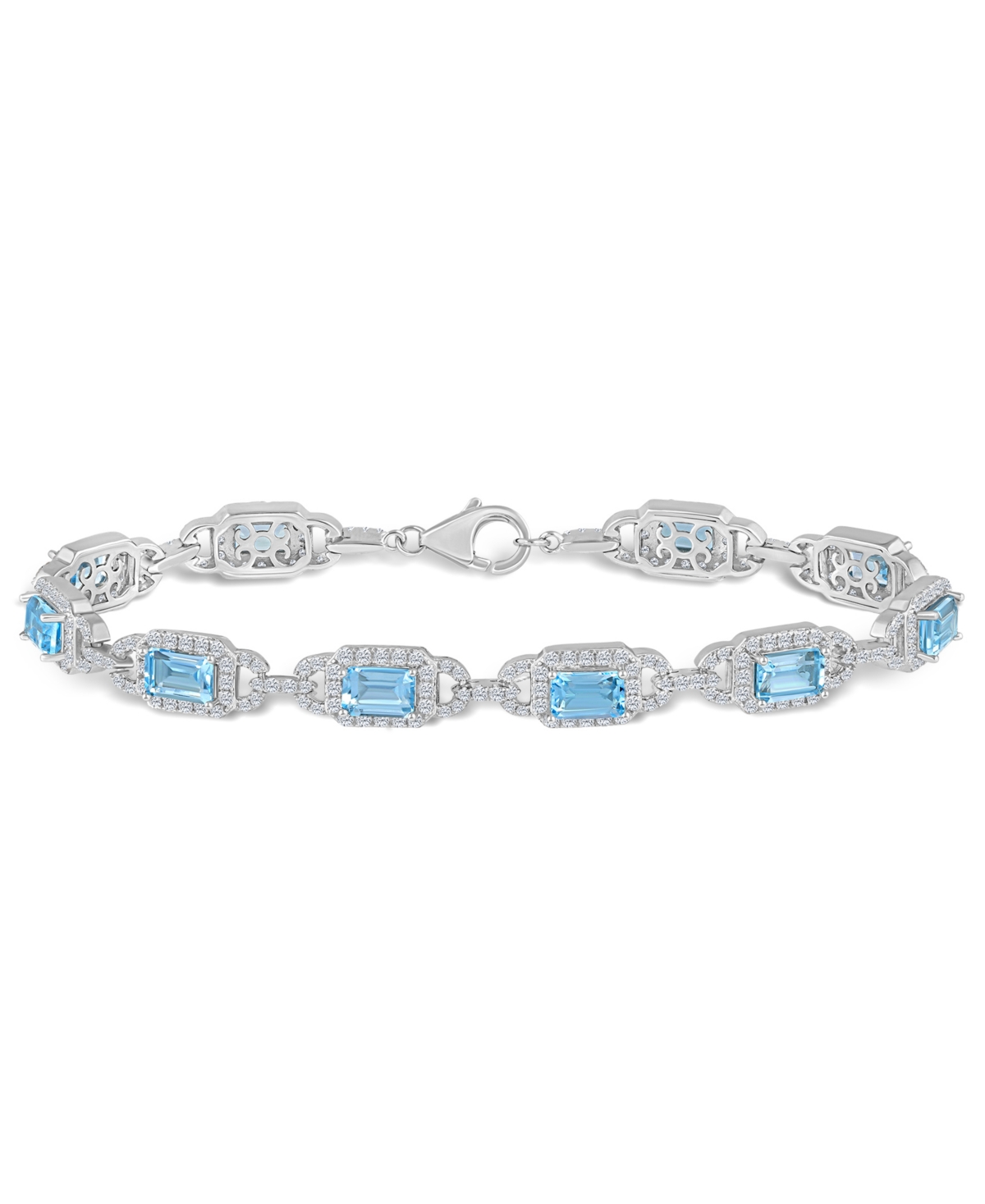 Macy's Sky Blue Topaz And White Topaz Bracelet (7 Ct. T.w And 5/8 Ct. T.w) In Sterling Silver