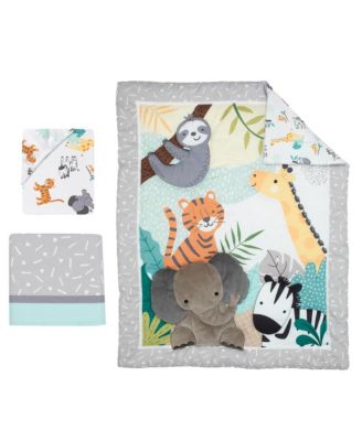 Baby Mighty Jungle Animals 3-Piece Nursery Crib Bedding Set