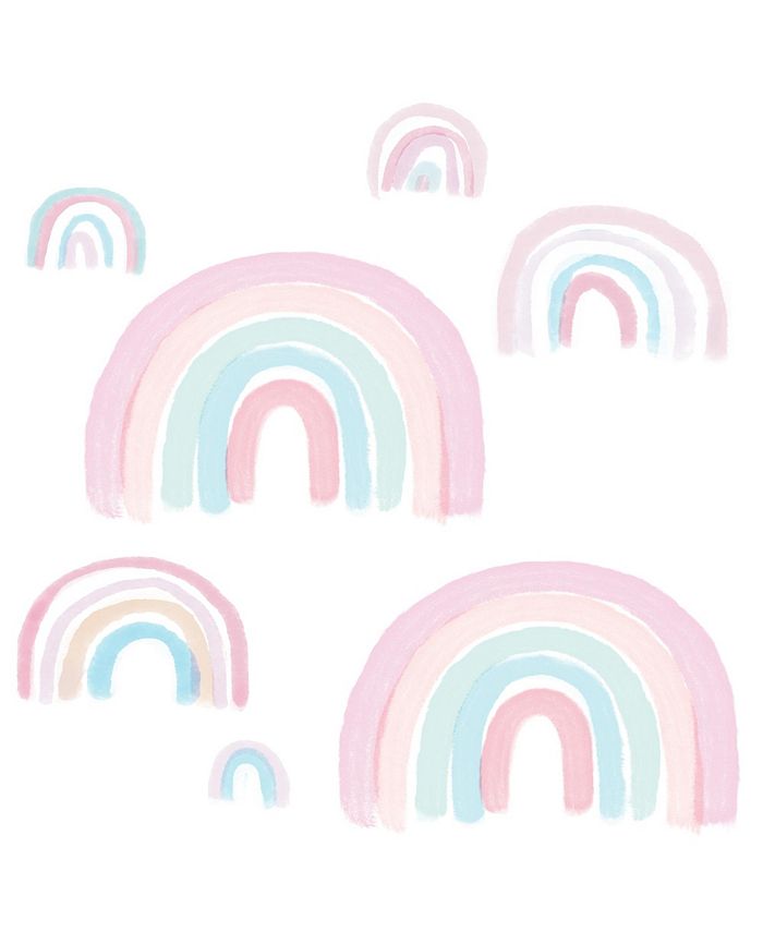 Lambs & Ivy Watercolor Pastel Rainbow Nursery/Kids Wall Decals Pink