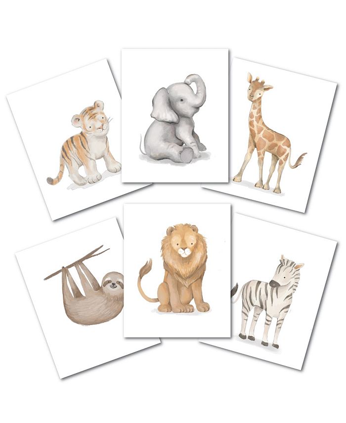 Lambs & Ivy Watercolor Safari Jungle Animals Unframed Nursery/Child