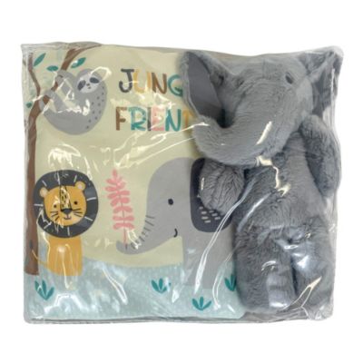 Jungle Friends Developmental Soft Book & Elephant Plush Toy Gift Set