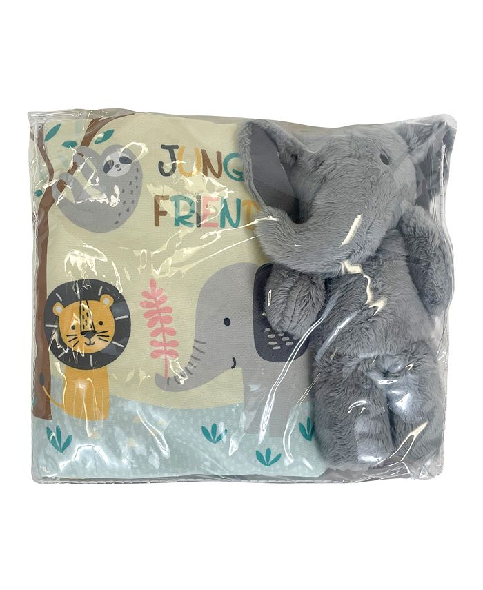 Lambs & Ivy Jungle Friends Developmental Soft Book & Elephant Plush Toy