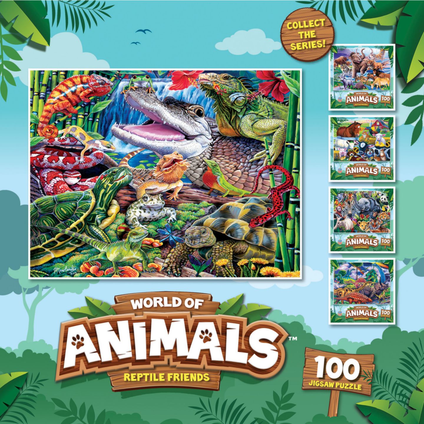 Детский пазл MasterPieces Puzzles MasterPieces World of Animals Reptile Friends 100 Piece Jigsaw Puzzle, цвет: Разноцветный — фото 3