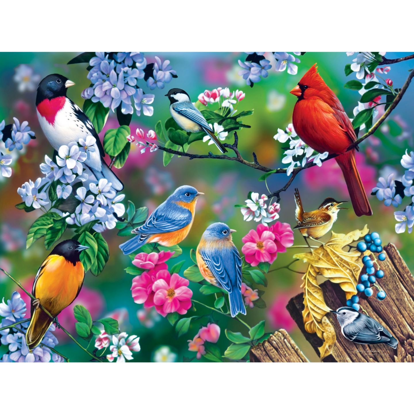 Детский пазл MasterPieces Puzzles MasterPieces Audubon Songbird Collage 300 Piece EZ Grip Jigsaw Puzzle, цвет: Разноцветный — фото 2