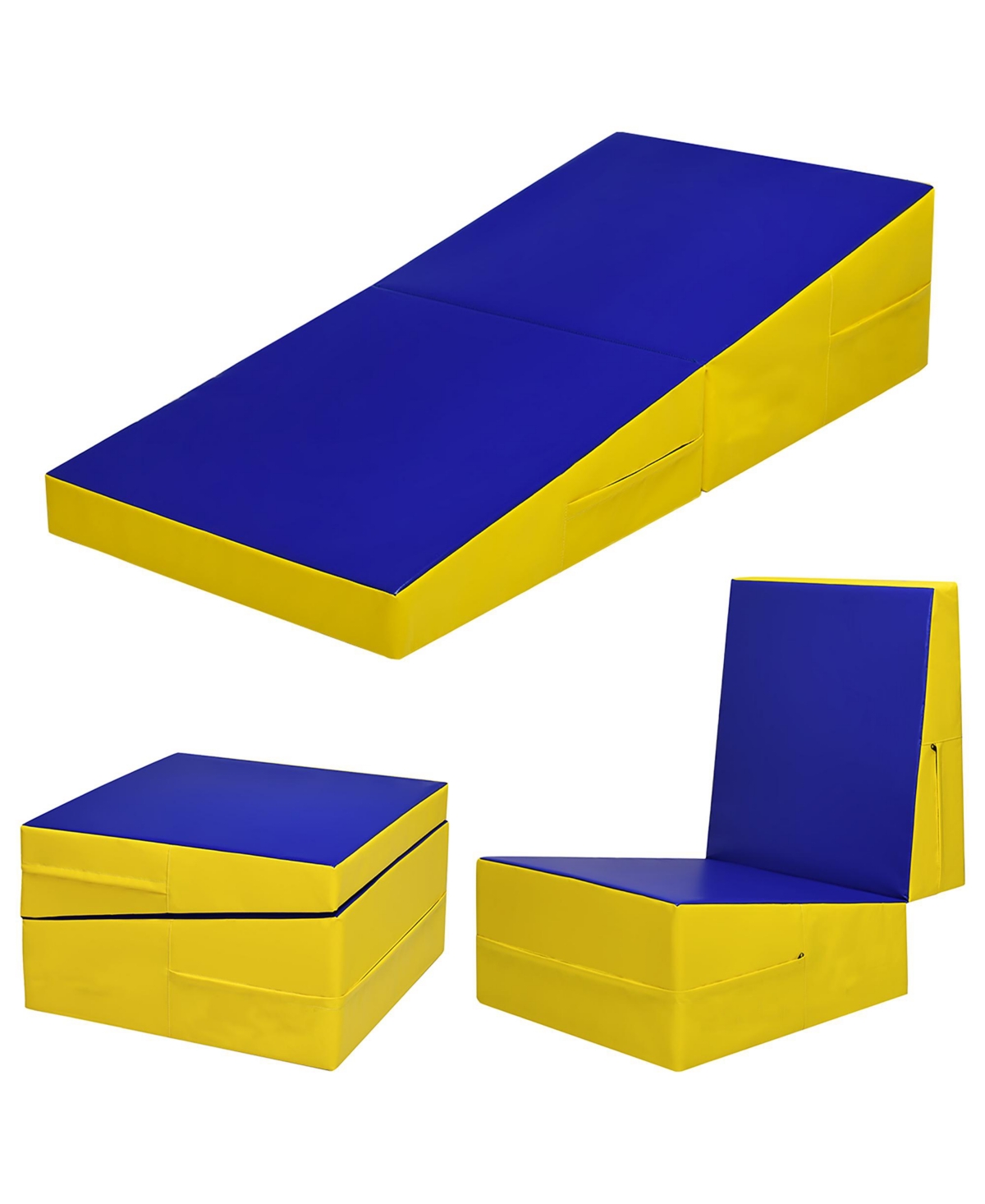 Incline Gymnastics Exercise Mat Folding Wedge Ramp Fitness Mat - Yellow