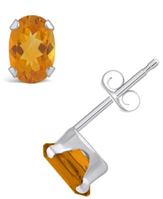 Gemstone Stud Earrings in 10k White Gold