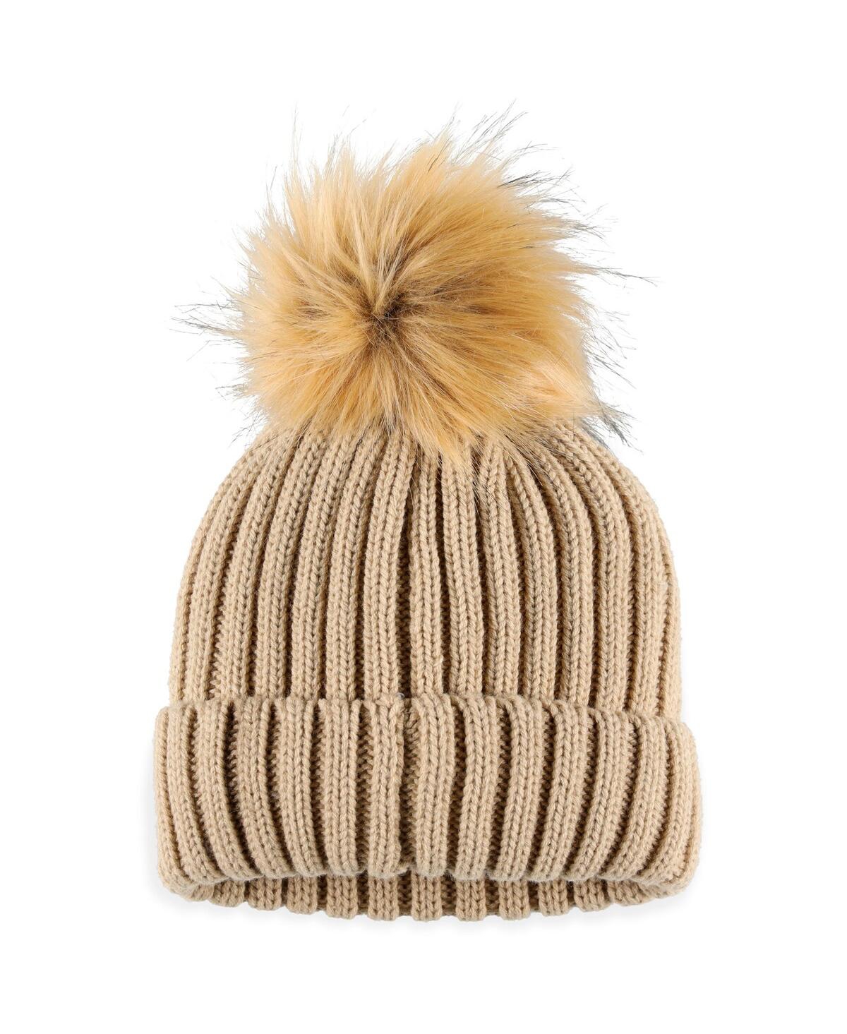 Shop Wear By Erin Andrews Women's  Tan Tennessee Titans Neutral Cuffed Knit Hat With Pom