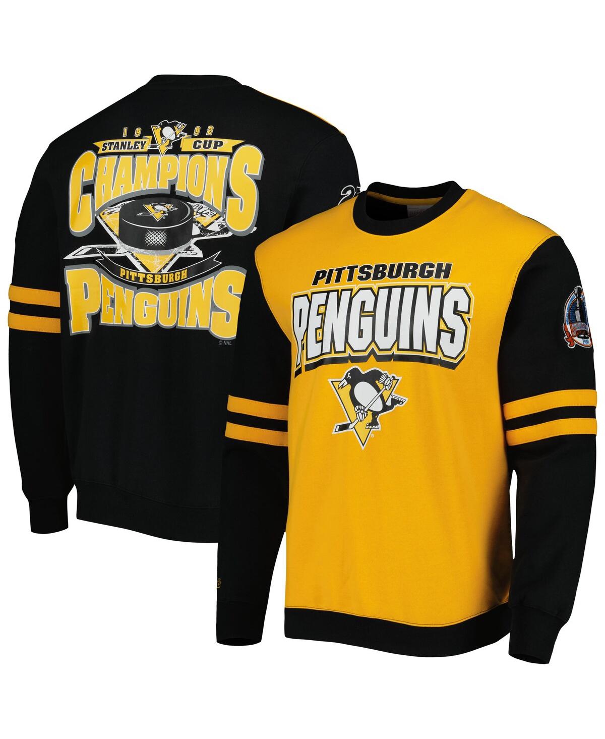 Mitchell & Ness Men's  Gold, Black Pittsburgh Penguins 1992 Stanley Cup Champions Pullover Sweatshirt In Gold,black