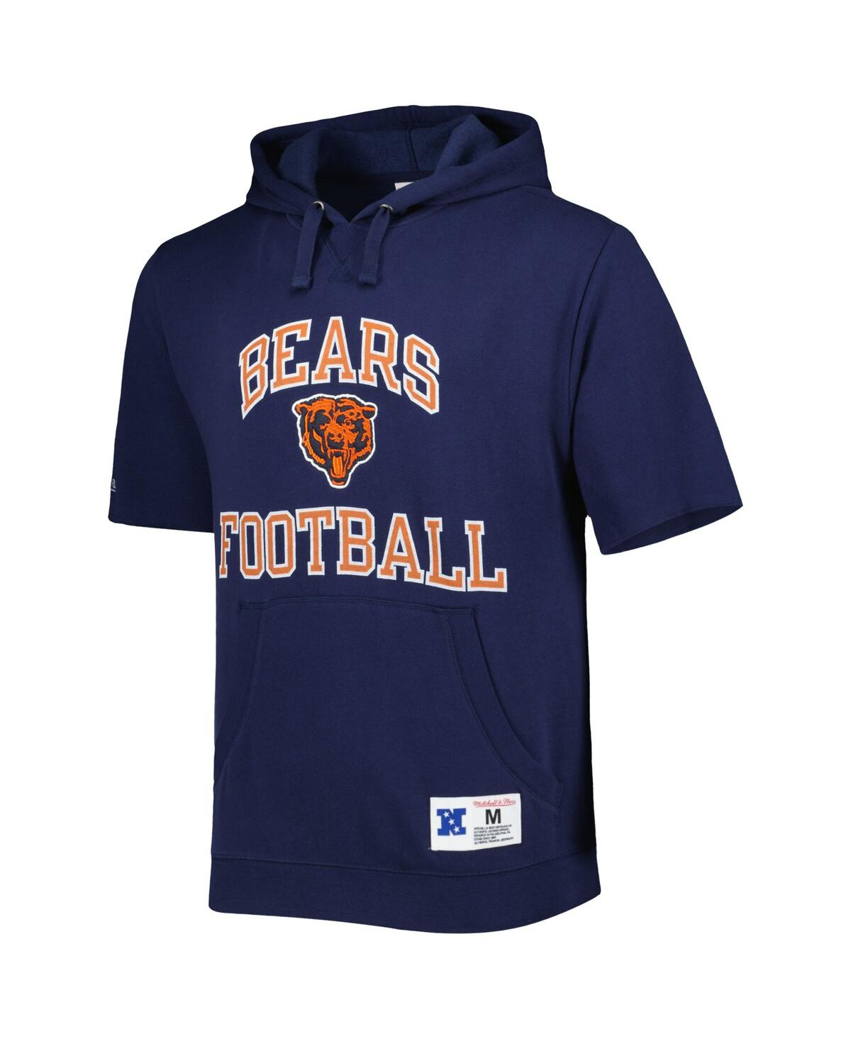 Mitchell & Ness Men's  Navy Chicago Bears Washed Short Sleeve Pullover Hoodie In Navy