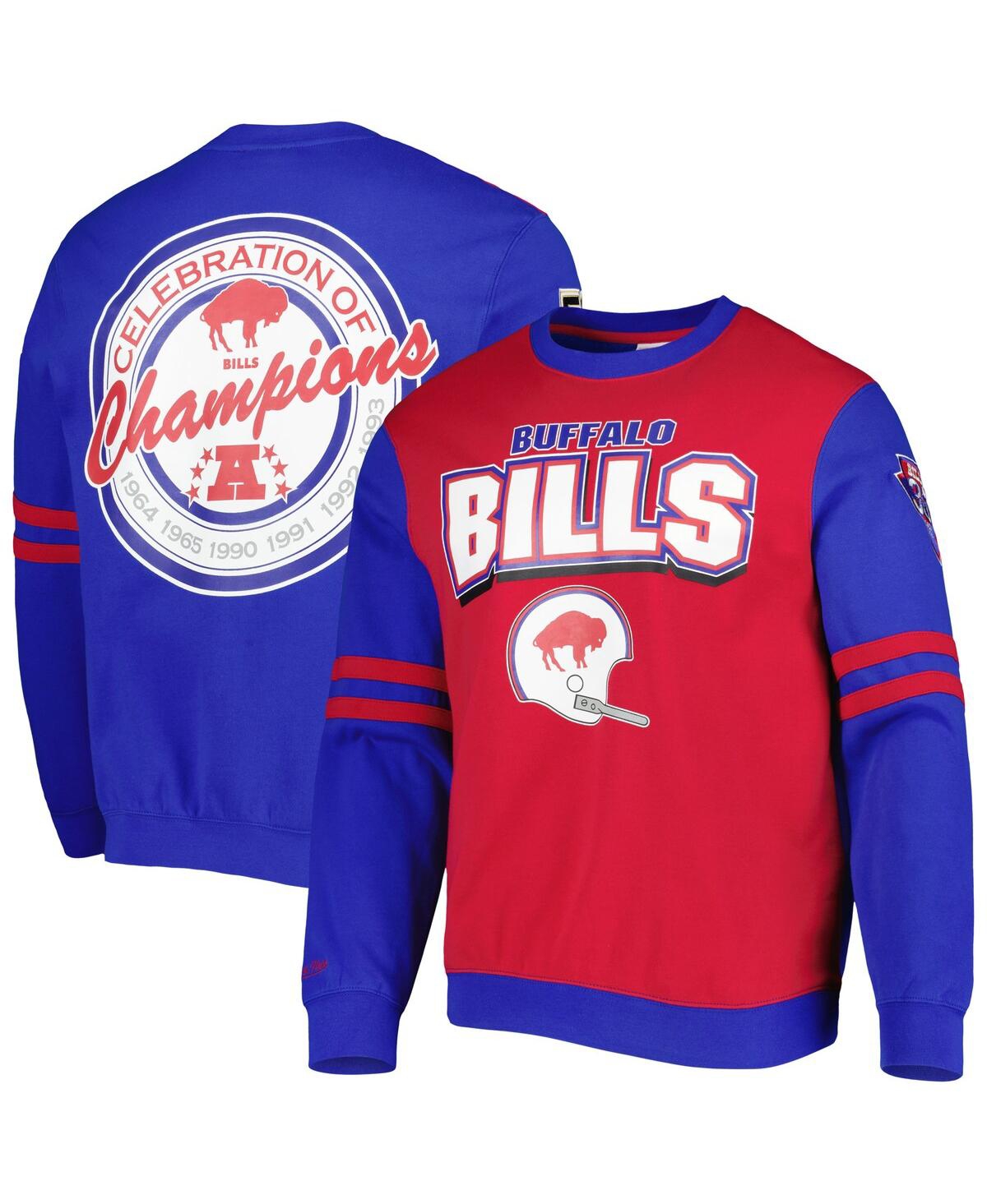 Shop Mitchell & Ness Men's  Red Buffalo Bills All Over 2.0 Pullover Sweatshirt