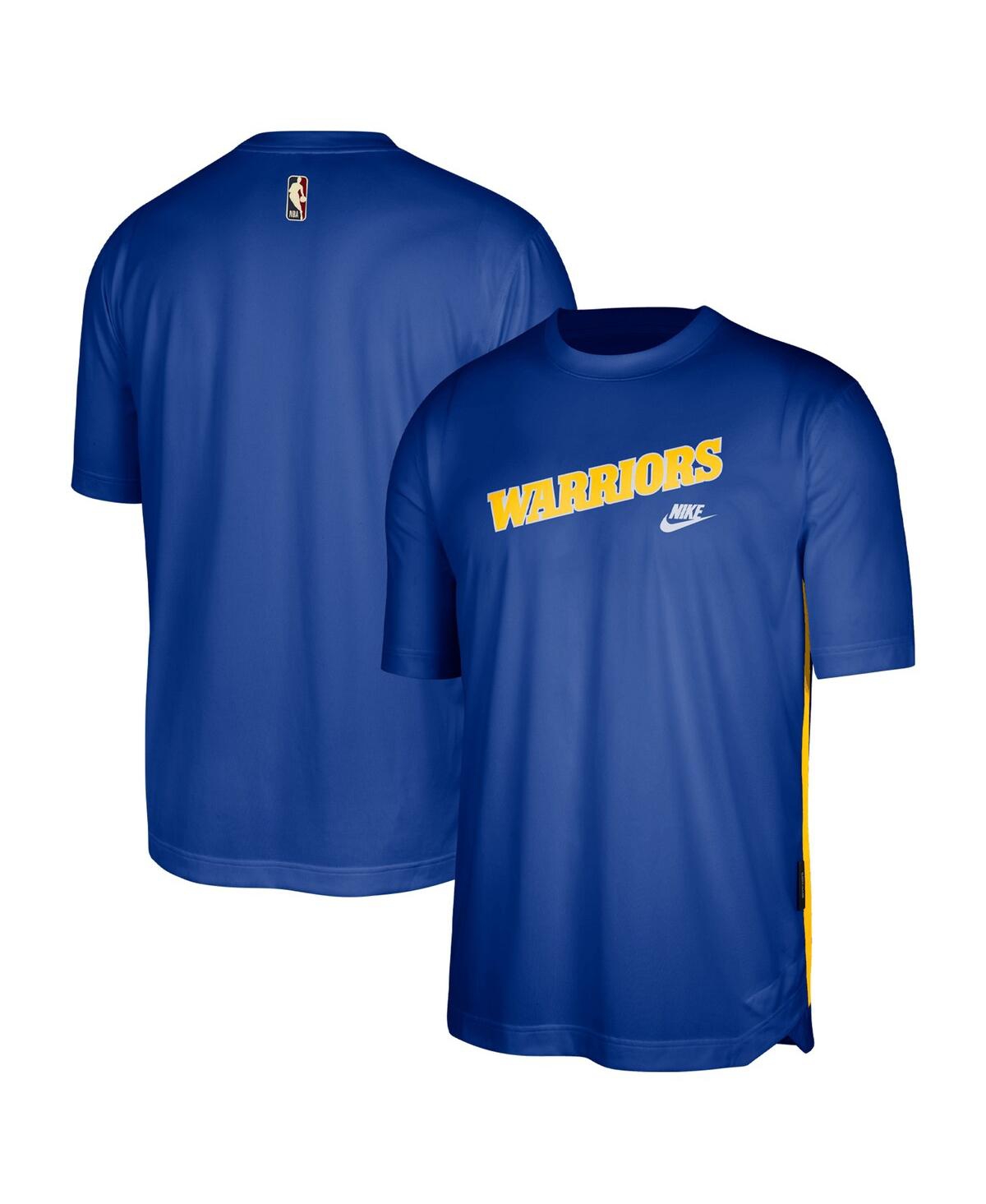 Men's NikeGolden State Warriors Hardwood Classics Pregame Warmup Shooting Performance T-shirt - Blue