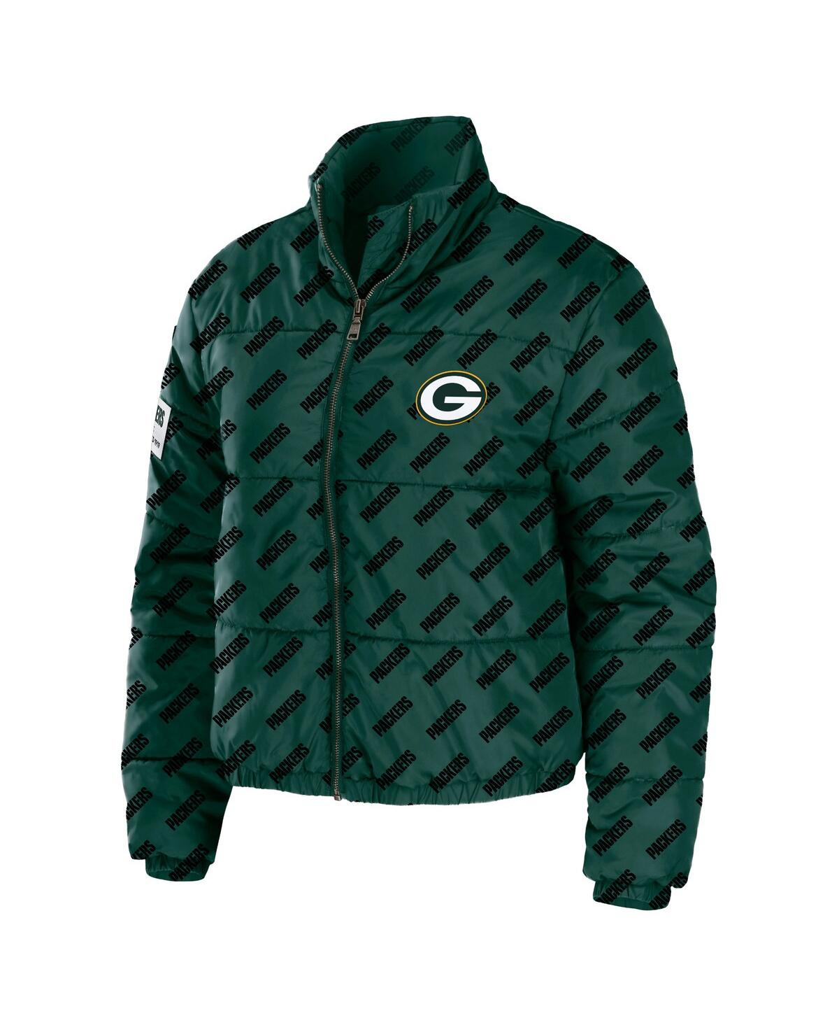 Shop Wear By Erin Andrews Women's  Green Green Bay Packers Puffer Full-zip Jacket