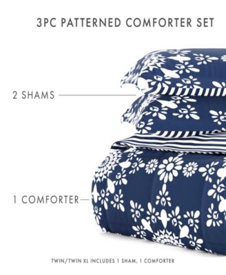 Ultra Soft Daisy Medallion Reversible 3- Pc. Comforter Set, Queen