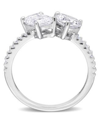 Moissanite Heart 2-Stone Ring 2 1/8 ct. t.w in Sterling Silver