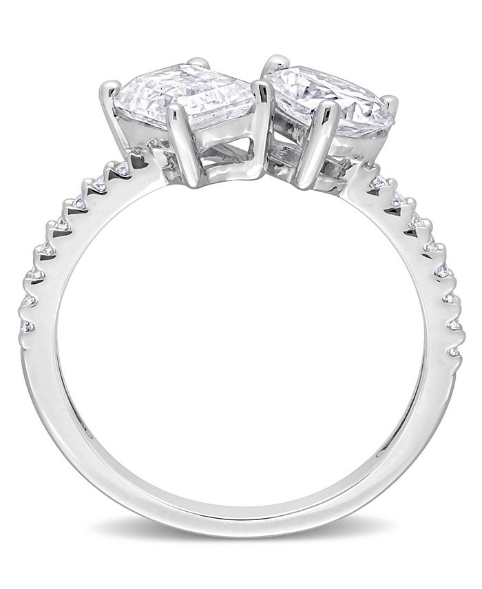 Macy's Moissanite Heart 2-Stone Ring 2 1/8 ct. t.w in Sterling Silver ...